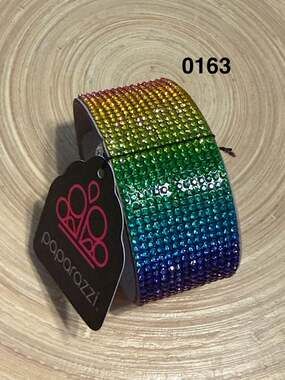 Paparazzi Fade Out Multi Rainbow Rhinestone Snap Wrap Bracelet